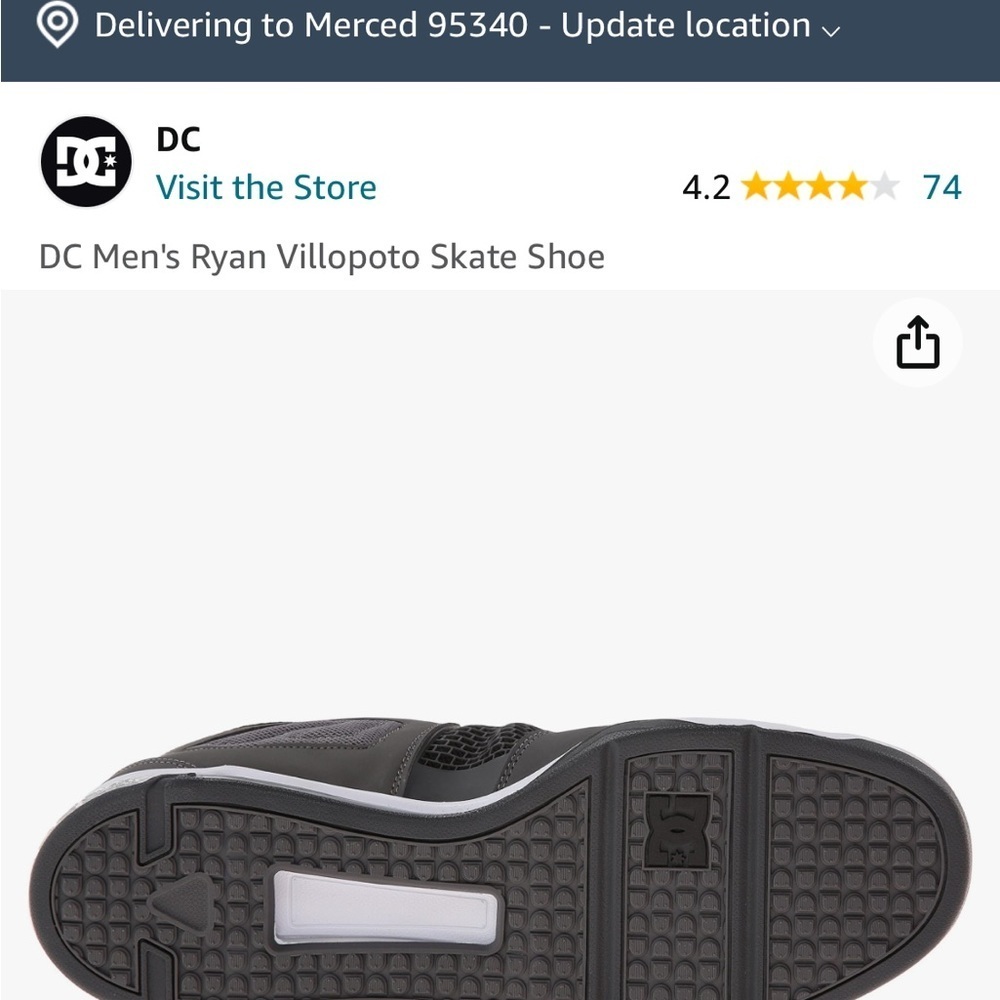 DC men’s Ryan Villopoto skate shoe outdoor sports grey, black, white suede 11.5 - Picture 14 of 14